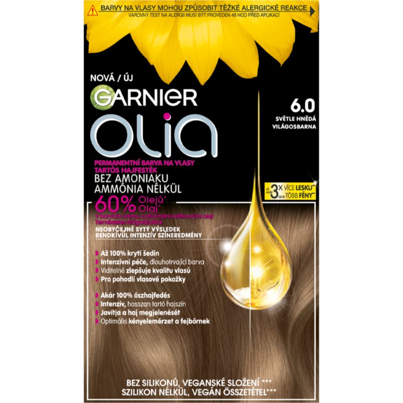 Garnier Olia Big Kit coloration cheveux permanente teinte 6.0 Light Brown 1 pcs