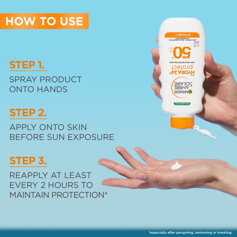 Garnier Ambre Solaire Hydra 24h ochranné opalovací mléko s hydratačním účinkem SPF 50+ 175 ml (obrázek 6)