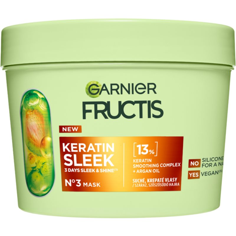 Garnier Fructis Keratin Sleek maska do włosów do włosów suchych i zniszczonych 370 ml