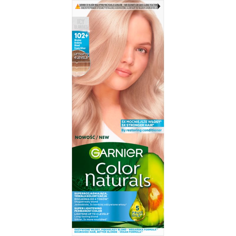 Garnier Color Naturals Creme Haarfarbe Farbton 102+ Blond Frosty Silver . 1 Stk