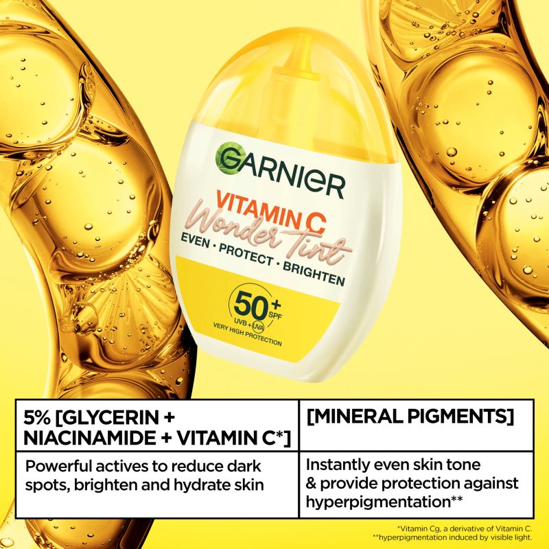 Garnier Vitamin C Wonder Tint ľahký tónovací fluid SPF 50+ odtieň Light 40 ml