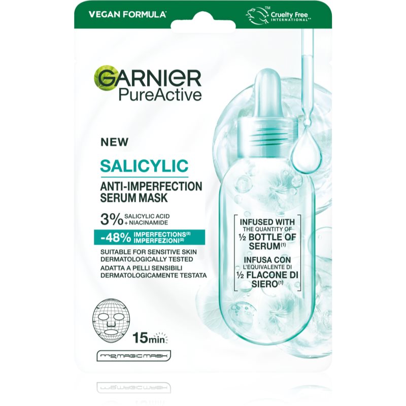 Garnier Pure Active Salicylic Maschera In Tessuto Contro Le Imperfezioni Della Pelle 1 Pz