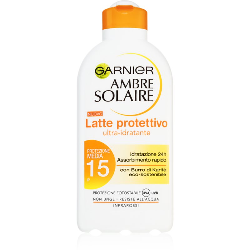 Garnier Ambre Solaire drėkinamasis apsaugos nuo saulės pienelis SPF 15 200 ml