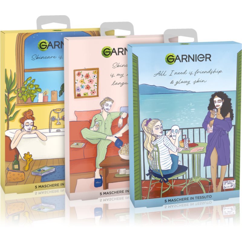 Garnier Garnier Face and Eyes Masks conjunto de máscaras em folha 5 un.