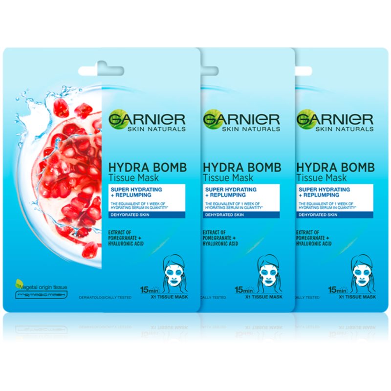 

Garnier Skin Naturals Moisture+Aqua Bomb супер зволожуюча заповнююча текстильна маска для обличчя