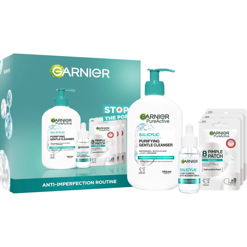 Garnier Pure Box Anti-Imperfection Routine gift set for acne-prone skin