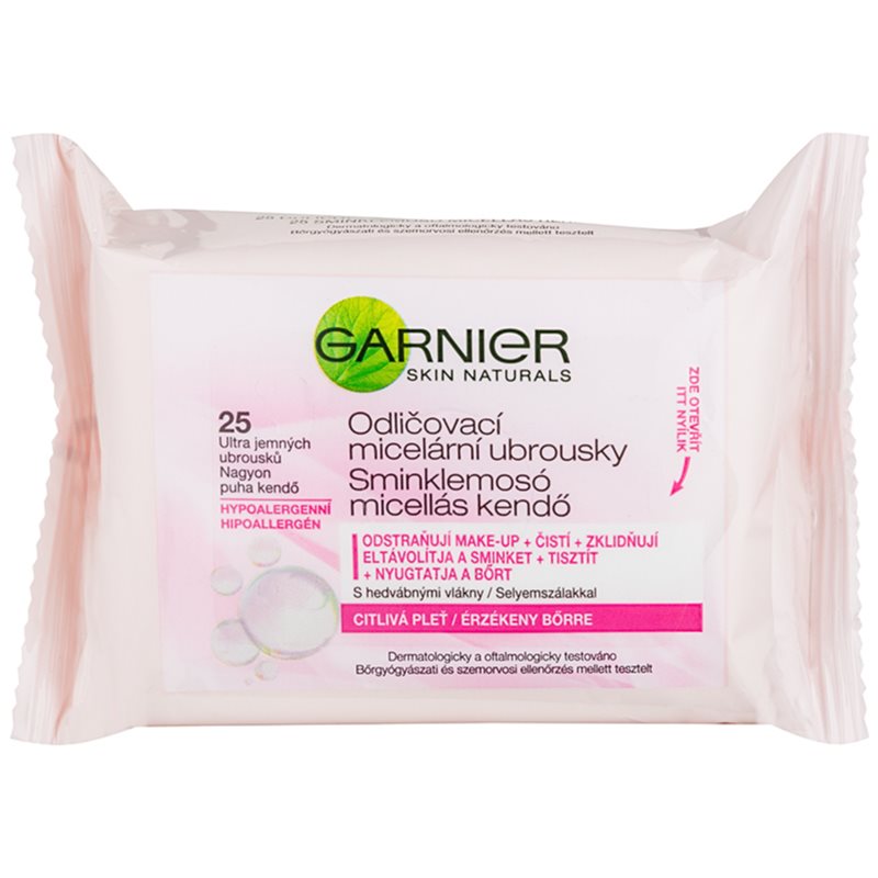 Garnier Skin Naturals odličovacie micelárne obrúsky pre citlivú pleť 25 ks