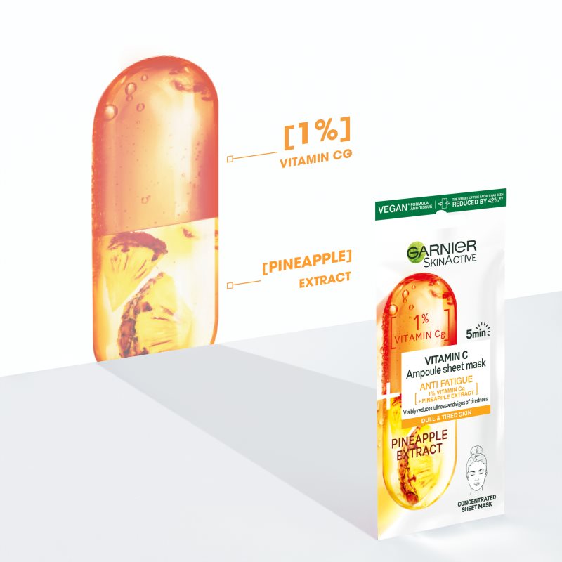 Garnier Skin Naturals Vitamin C тканинна маска для обличчя з віталізуючим ефектом 15 гр