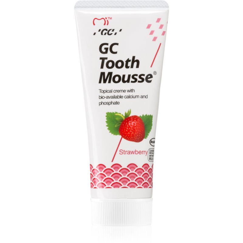 GC Tooth Mousse apsauginis remineralizacinis kremas jautriems dantims be fluorido kvapas Strawberry 35 ml