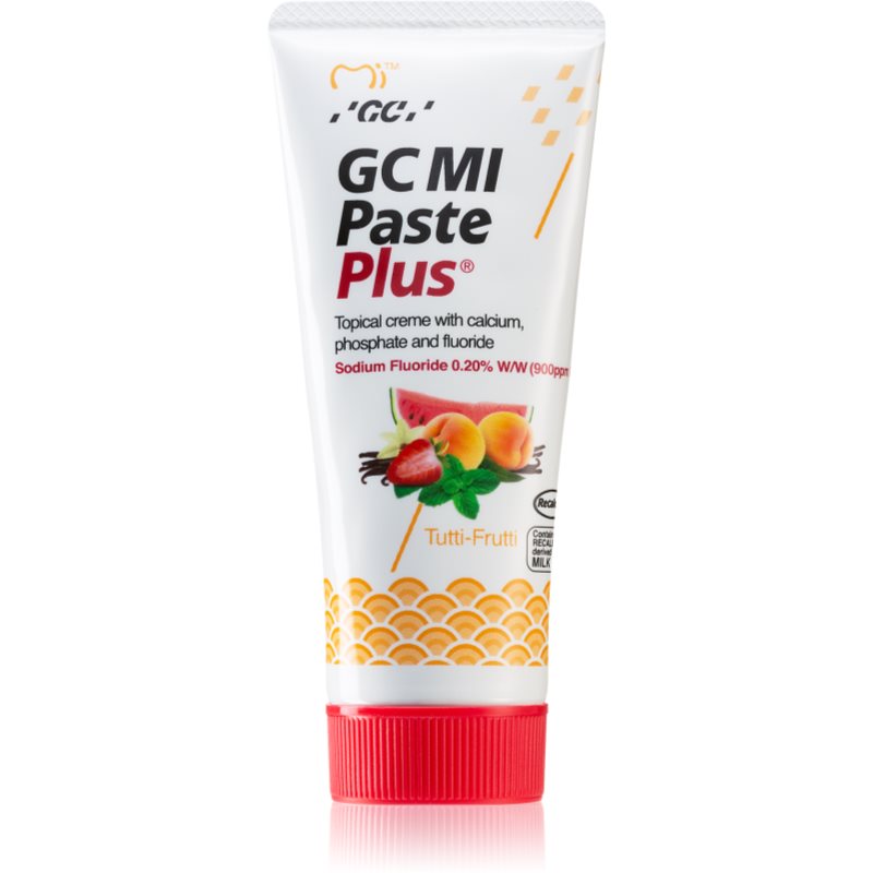 E-shop GC MI Paste Plus remineralizační ochranný krém pro citlivé zuby s fluoridem příchuť Tutti Frutti 35 ml