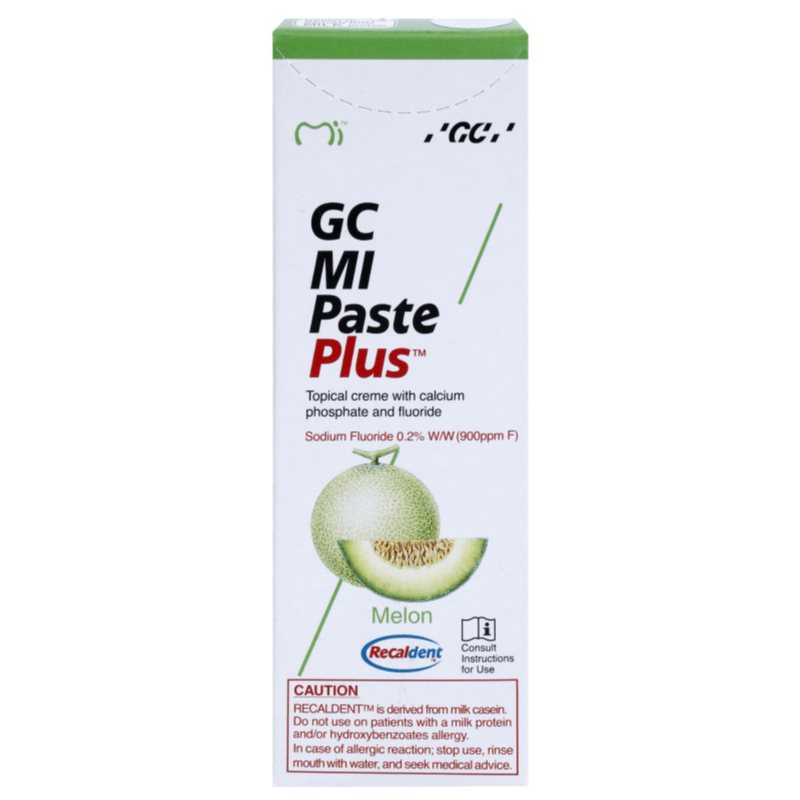 GC MI Paste Plus ремінералізуючий захисний крем для чутливих зубів з фтором присмак Melon 35 мл