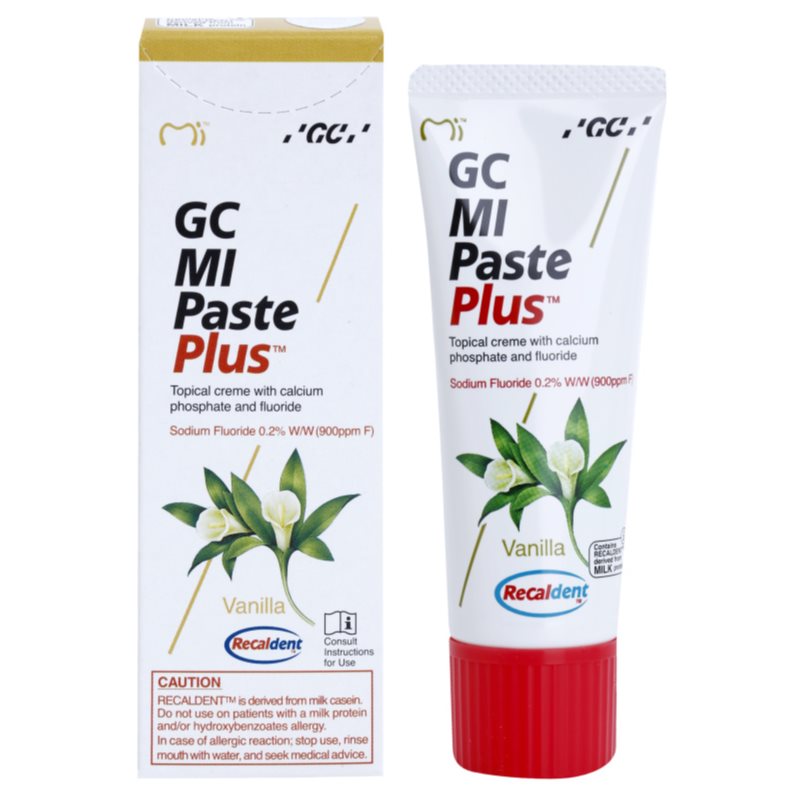 GC MI Paste Plus ремінералізуючий захисний крем для чутливих зубів з фтором присмак Vanilla 35 мл