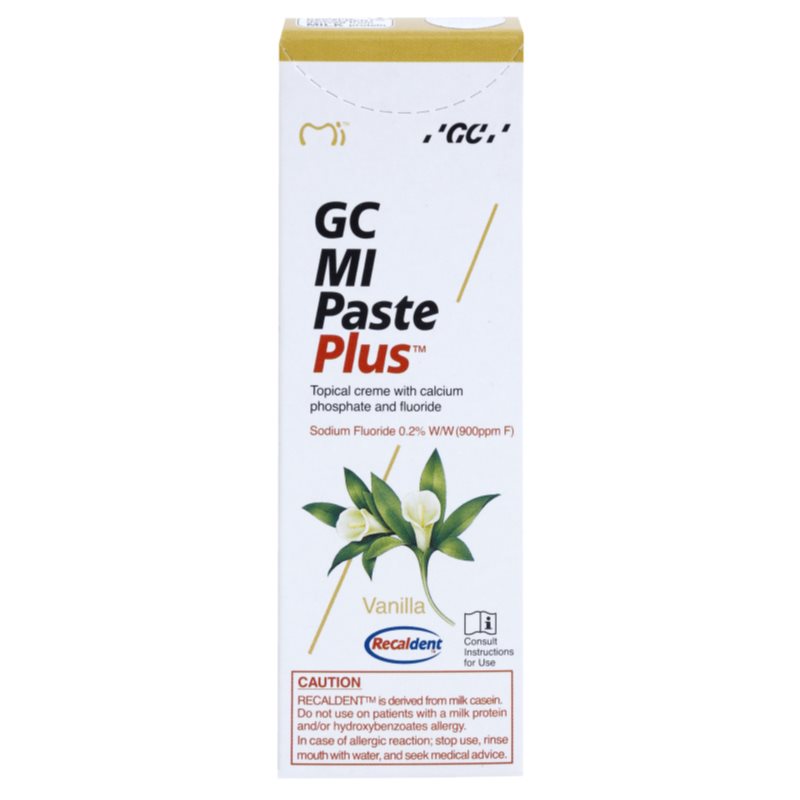GC MI Paste Plus ремінералізуючий захисний крем для чутливих зубів з фтором присмак Vanilla 35 мл