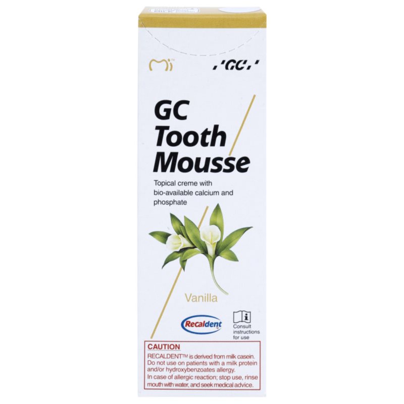 GC Tooth Mousse ремінералізуючий захисний крем для чутливих зубів без фтору присмак Vanilla 35 мл