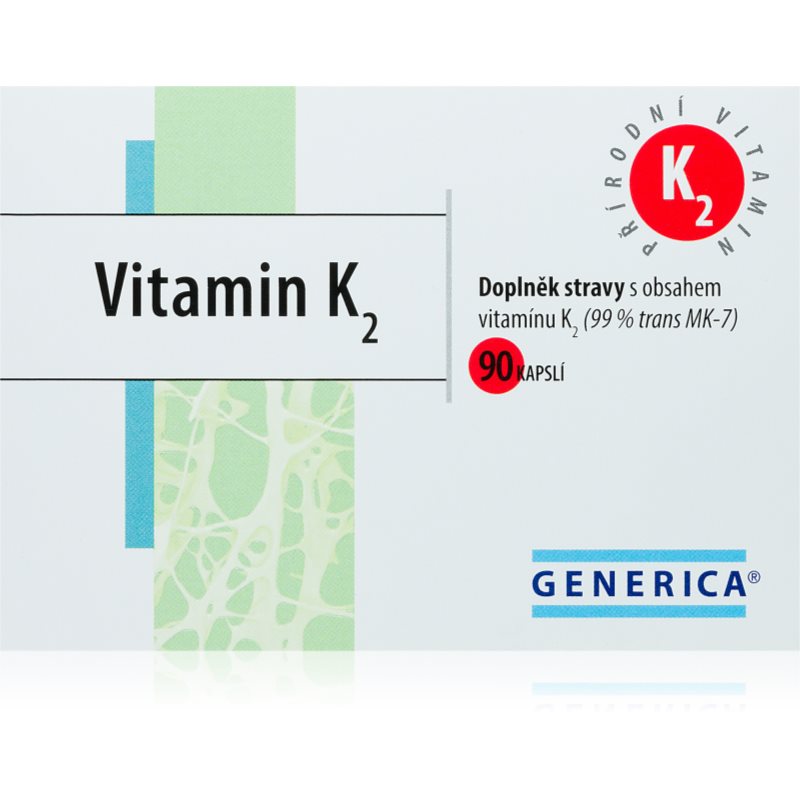 Generica Vitamín K2 kapsuly na podporu zdravia kostí, kĺbov a zubov 90 cps