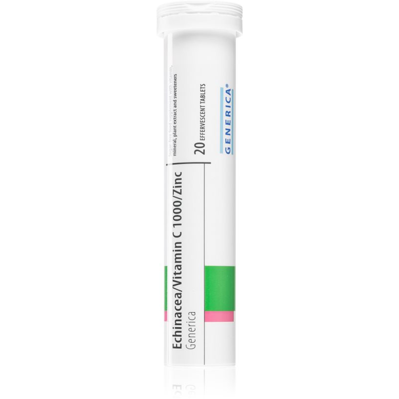 Generica Echinacea/ Vitamín C 1000/Zinok šumivé tablety na posilnenie imunity 20 tbl