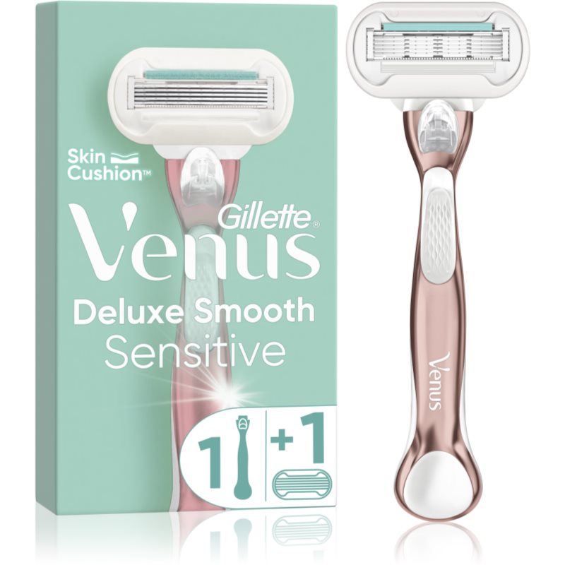 Gillette Venus Deluxe Smooth Sensitive Rosegold Shaver + Replacement Heads Rose Gold