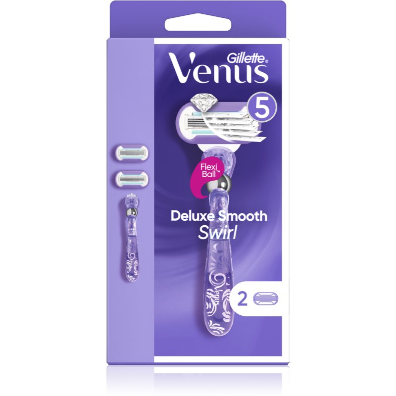 Gillette Venus Deluxe Smooth Swirl razor + 2 replacement heads 1 pc
