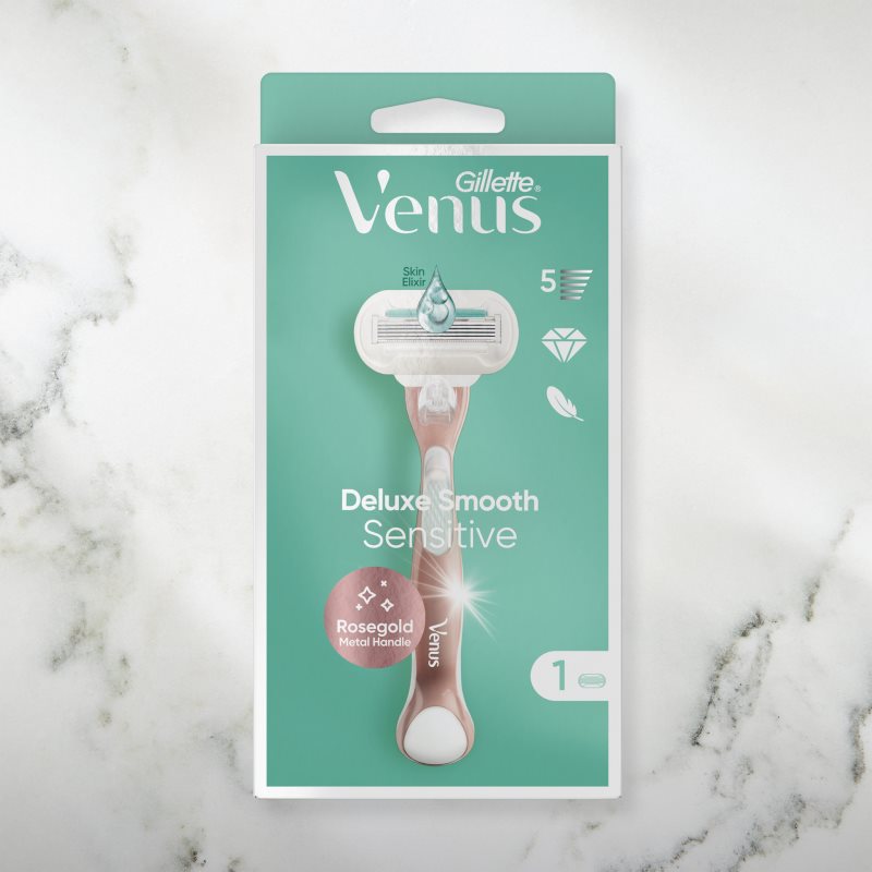 Gillette Venus Deluxe Smooth Sensitive Rosegold Rasierer + Rasierklingen 3 St.