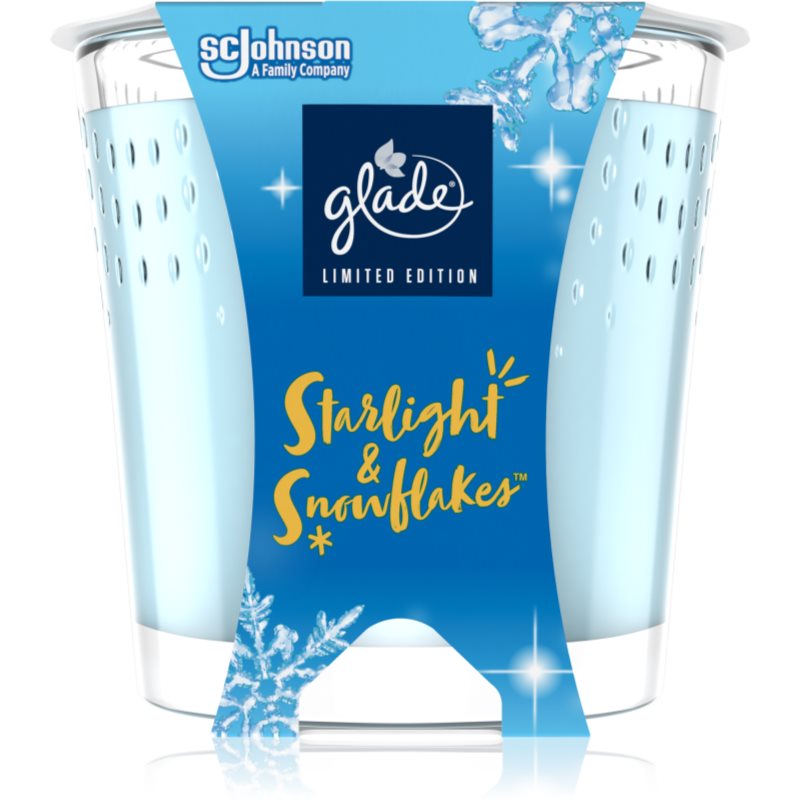 GLADE Starlight & Snowflakes ароматна свещ с аромат Snow, Frosty Air, Ecalyptus 129 гр.