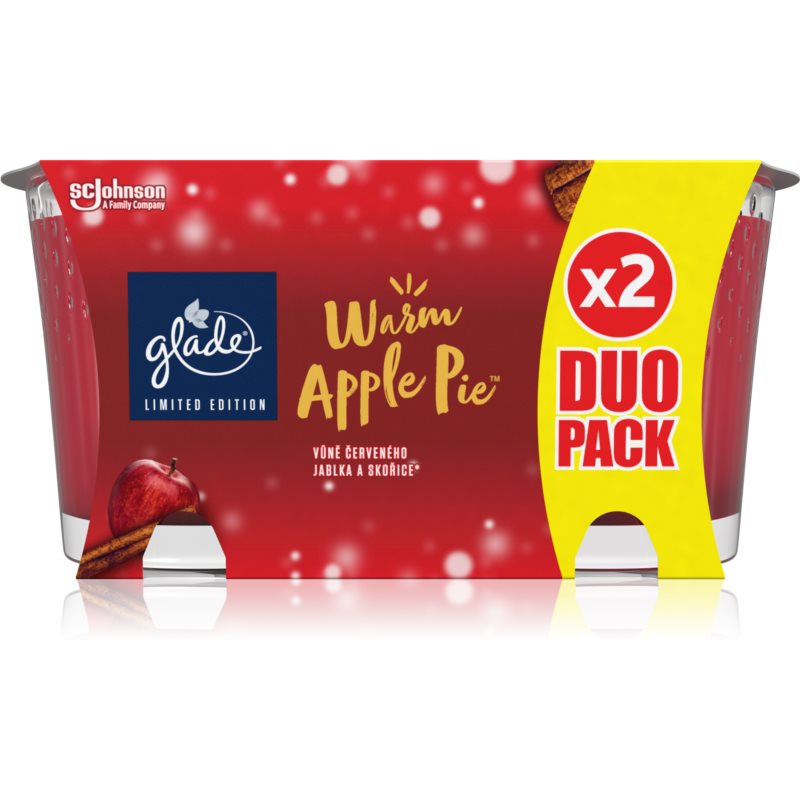 GLADE Warm Apple Pie Scented Candle Double Fragrance Apple, Cinnamon, Baked Crisp 2x129 G