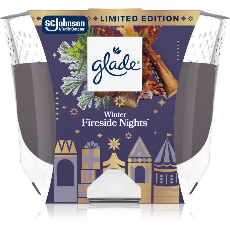GLADE Winter Fireside Nights dišeča sveča 204 g