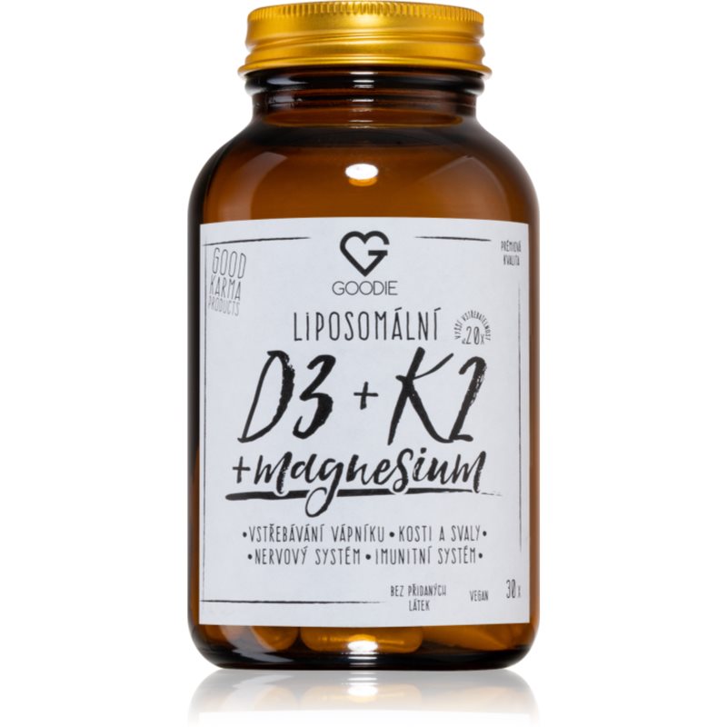 E-shop Goodie Liposomální D3 + K2 + magnesium kapsle pro podporu správného vstřebávání vápníku a fosforu 30 cps