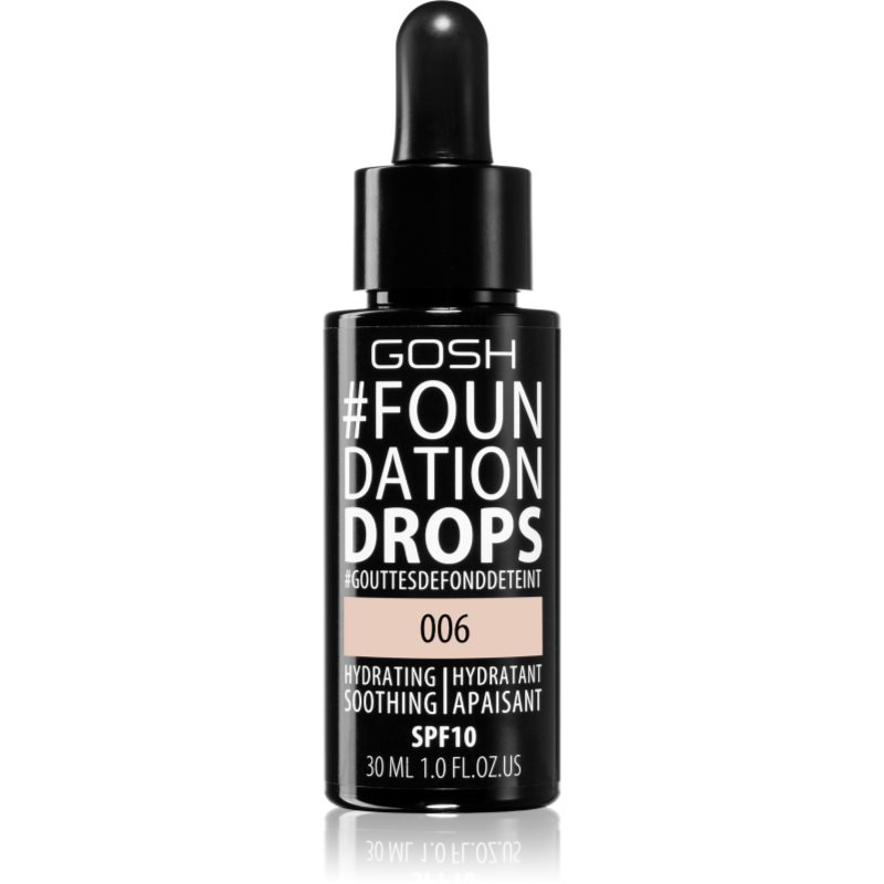 

Gosh Foundation Drops легкий тональний засіб у формі крапель SPF 10 відтінок 006 Tawny