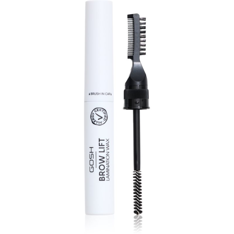 GOSH COPENHAGEN Brow Lift Lamination Wax фиксиращ восък за вежди с четка 2 в 1 цвят 001 Clear 6 мл.