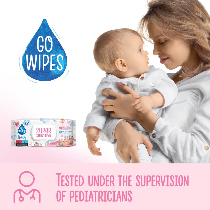 GoWipes Super Sensitive vlhčené čistiace obrúsky pre deti pre citlivú pokožku 0+ 60 ks