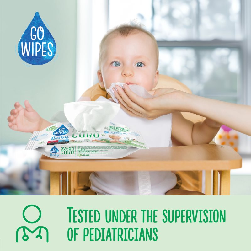 GoWipes Extra Care vlhčené čistiace obrúsky pre deti pre citlivú pokožku 0+ 60 ks