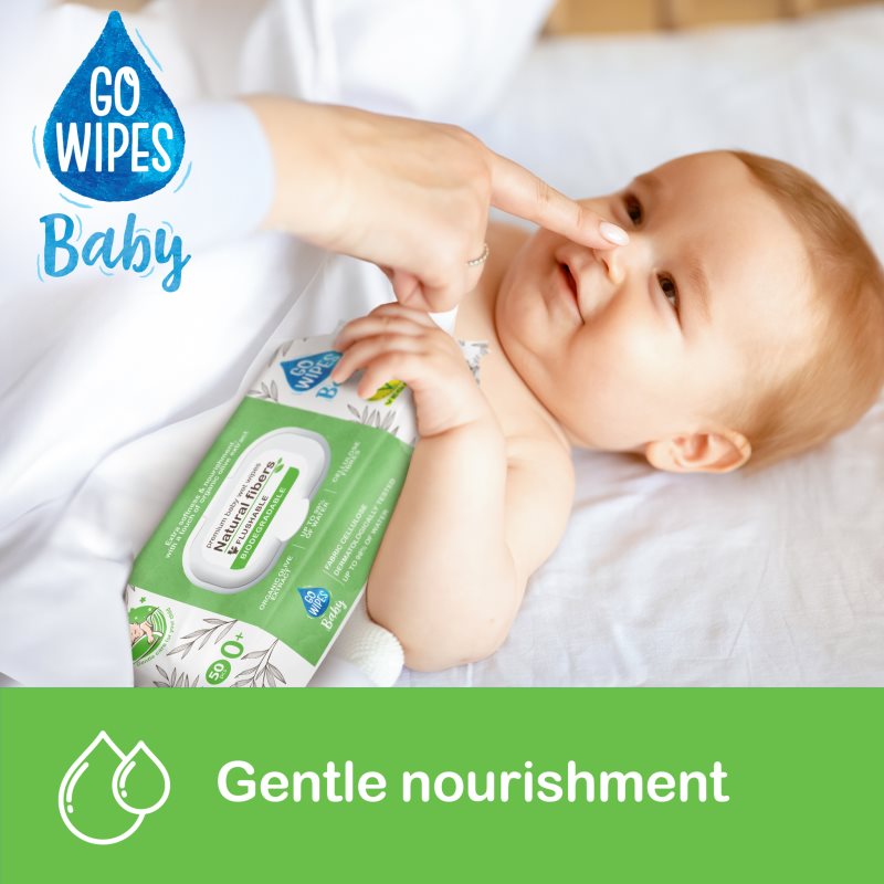GoWipes Baby Natural Fibers detské jemné vlhčené obrúsky pre citlivú pokožku 0+ 50 ks