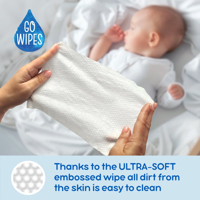 GoWipes Cleanse & Hydrate detské jemné vlhčené obrúsky pre citlivú pokožku aloe vera 0+ 50 ks