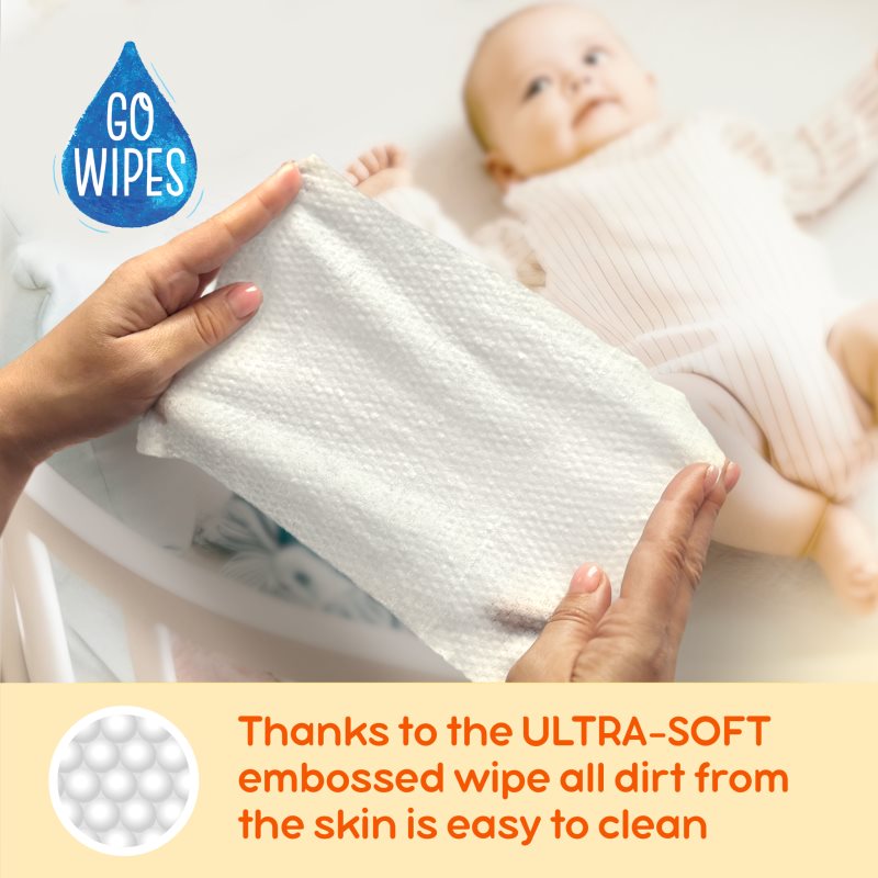 GoWipes Cleanse & Cream Sweet Almond Milk detské jemné vlhčené obrúsky pre citlivú pokožku aloe vera 0+ 50 ks