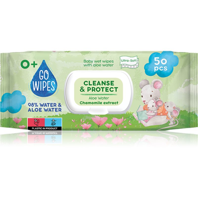 GoWipes GoWipes Cleanse & Protect Chamomile extract παιδικά απαλά υγρομάντηλα με αλόη βέρα 50 τμχ