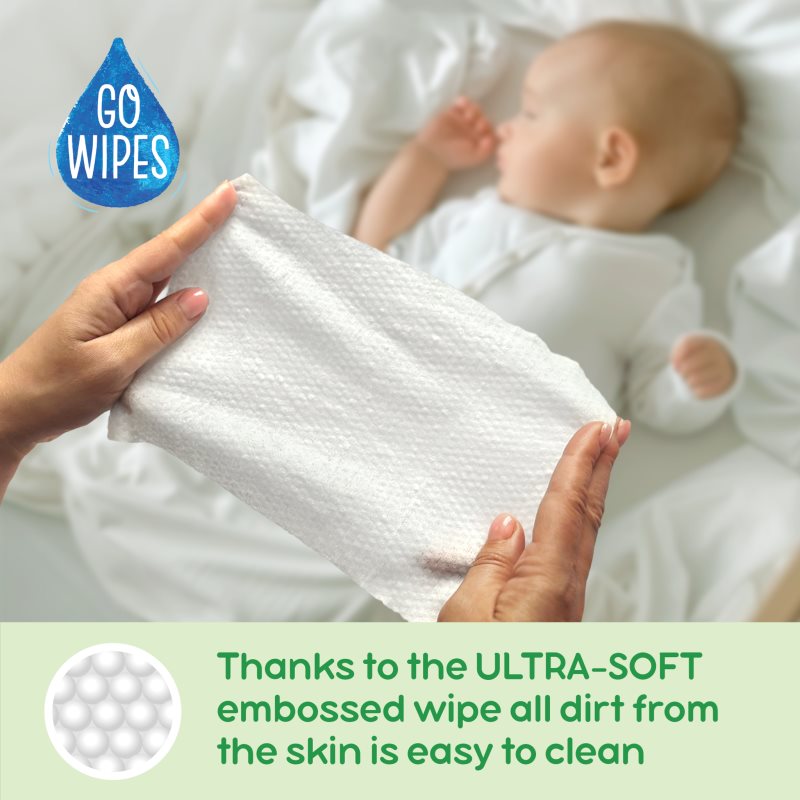 GoWipes Cleanse & Protect Chamomile extract detské jemné vlhčené obrúsky s aloe vera 50 ks