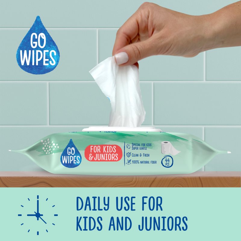 GoWipes For Kids & Juniors hârtie igienică umedă pentru piele sensibila pentru copii 44 buc