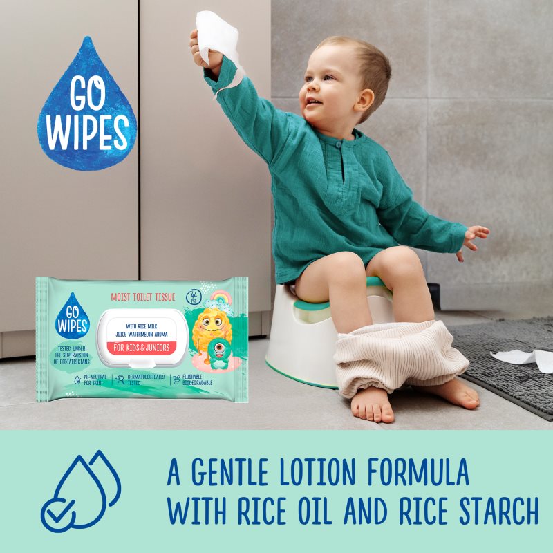 GoWipes For Kids & Juniors feuchtes Toilettenpapier für empfindliche Oberhaut für Kinder 44 St. (Bild 8)