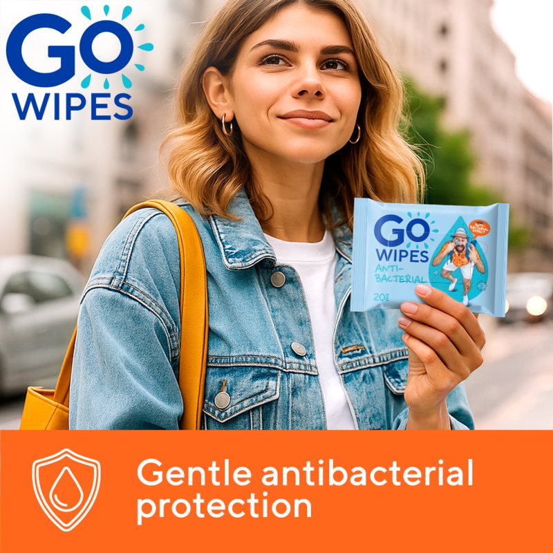 GoWipes Antibacterial osvěžující vlhčené ubrousky s antibakteriálním účinkem 20 ks (obrázek 4)