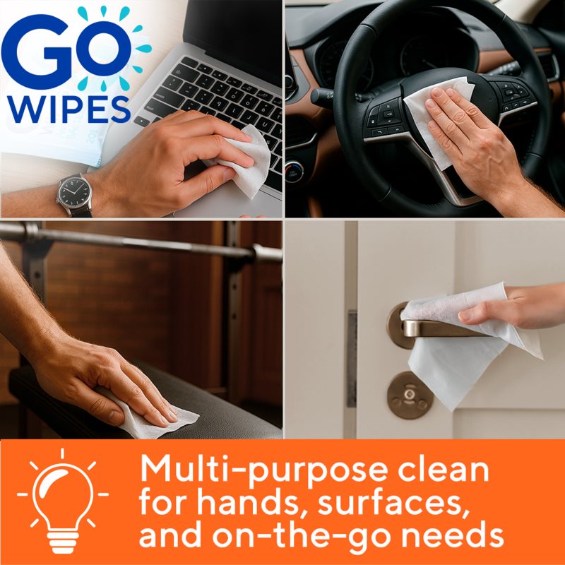 GoWipes Antibacterial osvěžující vlhčené ubrousky s antibakteriálním účinkem 20 ks (obrázek 10)