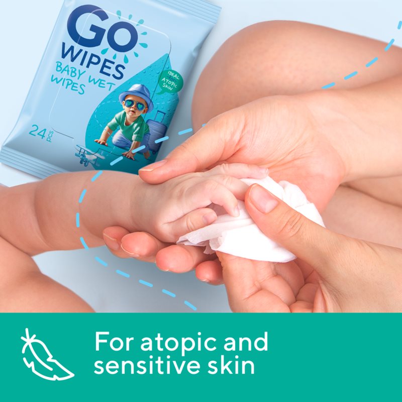 GoWipes Baby Wet Wipes dětské jemné vlhčené ubrousky pro velmi suchou citlivou a atopickou pokožku 24 ks (obrázek 5)