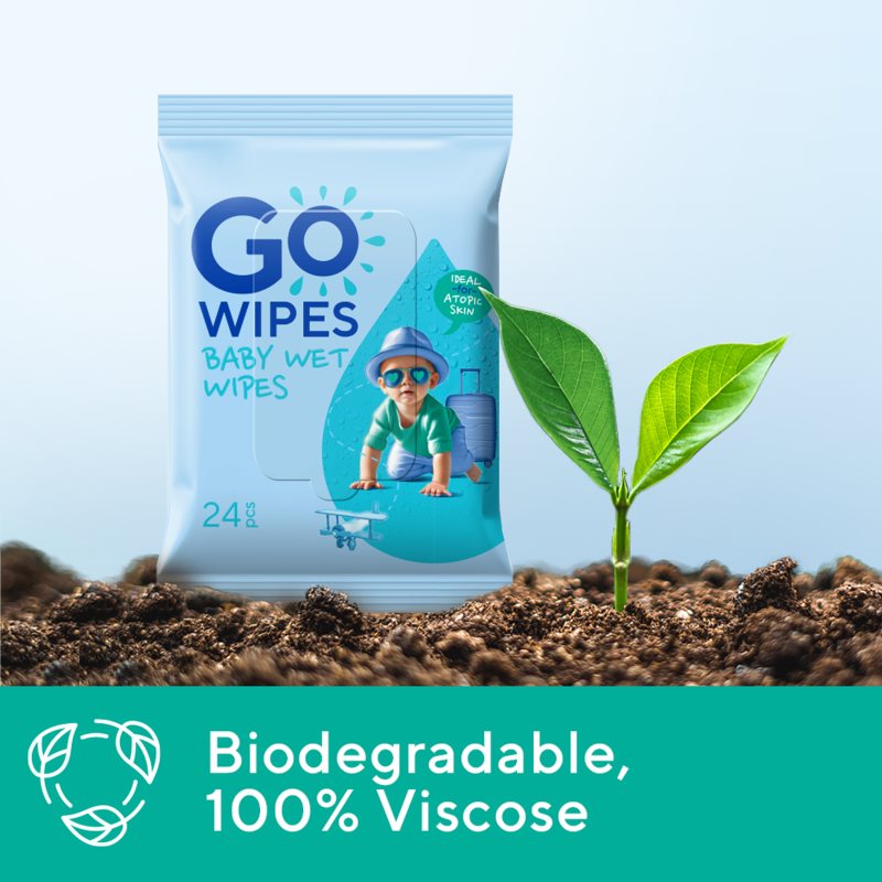 GoWipes Baby Wet Wipes dětské jemné vlhčené ubrousky pro velmi suchou citlivou a atopickou pokožku 24 ks (obrázek 10)