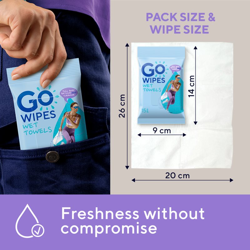 GoWipes Wet Towels osvěžující vlhčené ručníky 26x20 cm 15 ks (obrázek 9)
