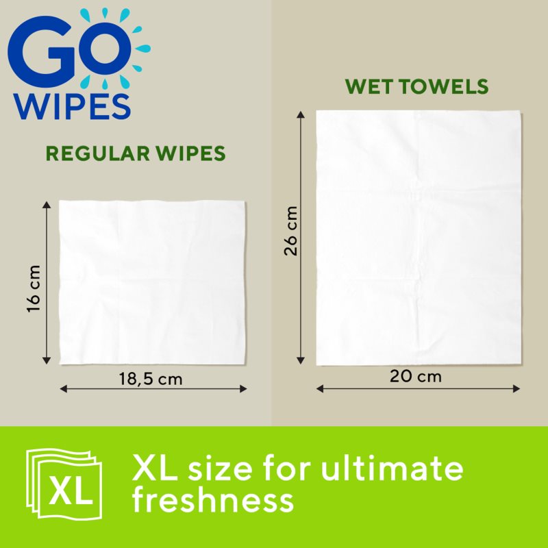 GoWipes Wet Towels osviežujúce vlhčené uteráky 26x20 cm 15 ks