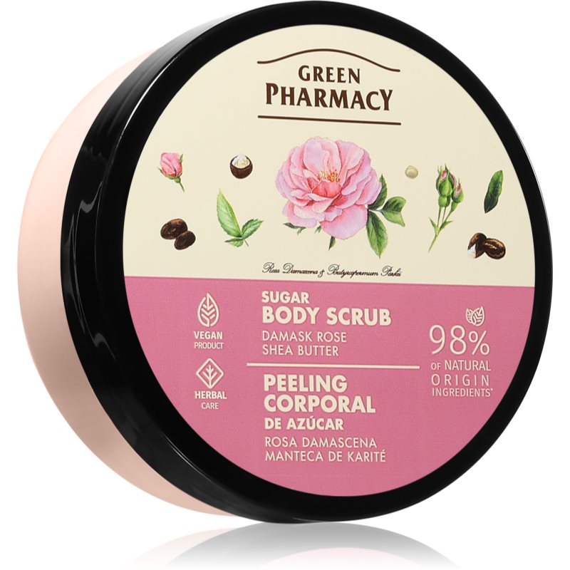 Green Pharmacy Body Care Damask Rose & Shea Butter Körper-Peeling mit Zucker 200 ml