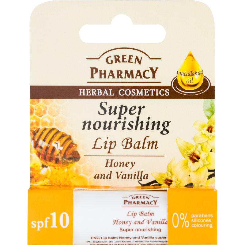 Green Pharmacy Lip Care výživný balzam na pery SPF 10 bez silikónov, parabénov a farbív 3.6 g