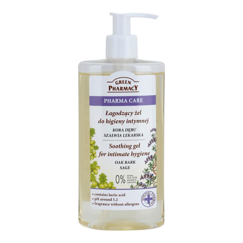 

Green Pharmacy Pharma Care Oak Bark Sage заспокоюючий гель для інтимної гігієни