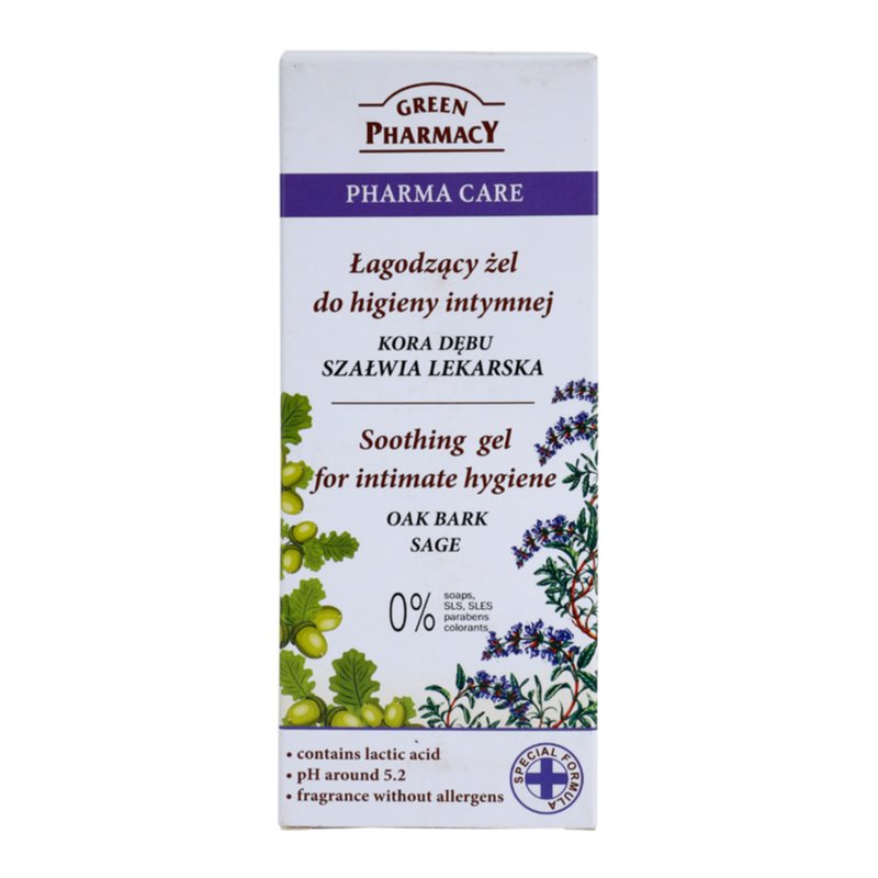 Green Pharmacy Pharma Care Oak Bark Sage заспокоюючий гель для інтимної гігієни 300 мл