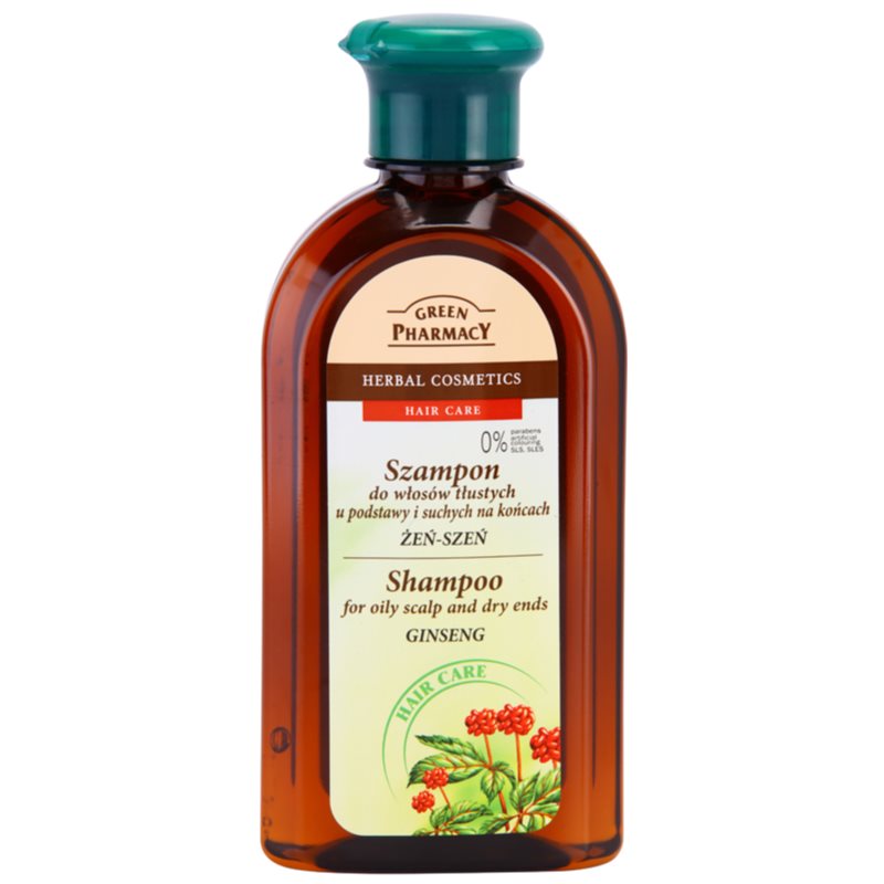 Green Pharmacy Hair Care Ginseng šampūnas riebiai galvos odai ir sausiems plaukų galiukams 350 ml