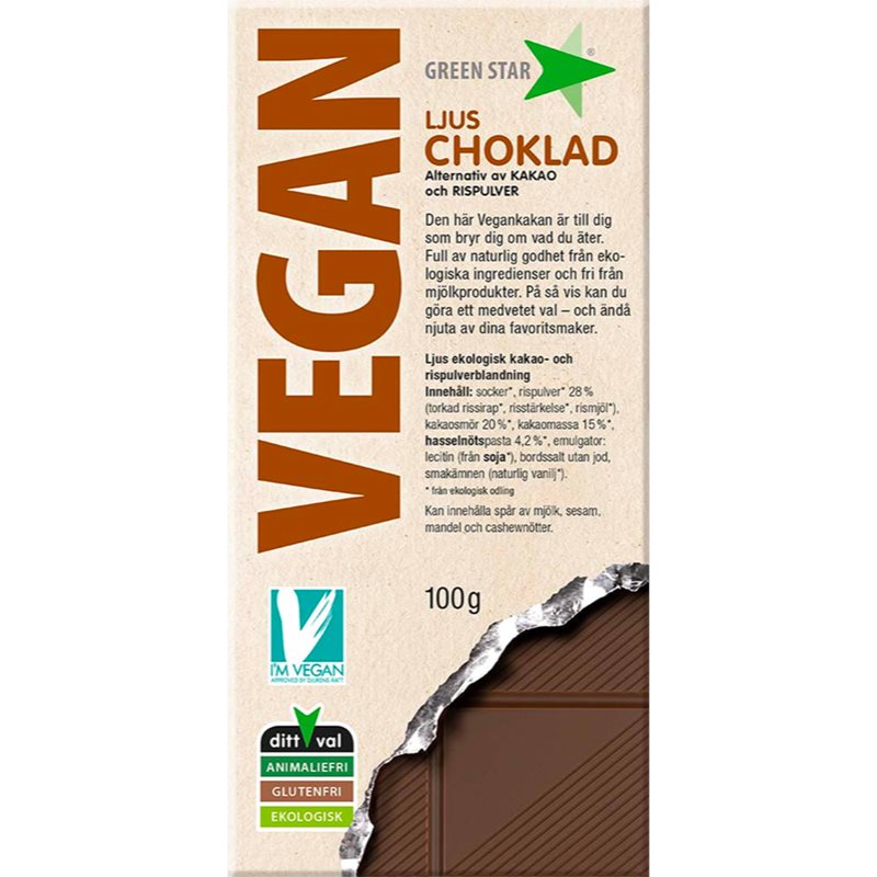 Green Star Vegan Mléčná čokoláda mléčná čokoláda v BIO kvalitě 100 g